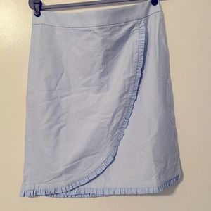 Linen Blend Open-front Pencil Skirt